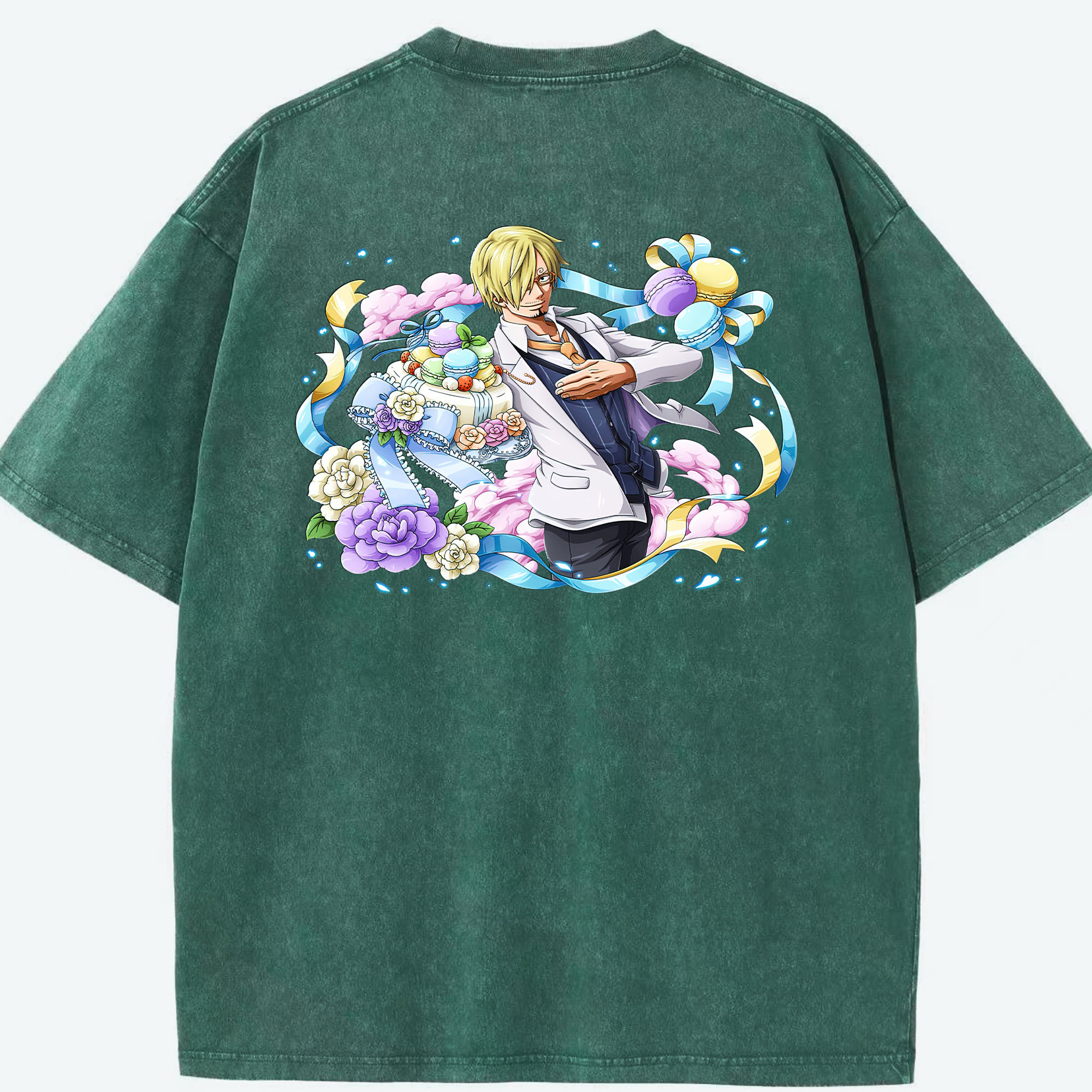 ワンピース サンジ ONE PIECE Sanji 綿100% ヴィンテージ風 半袖Tシャツ（背面プリント）